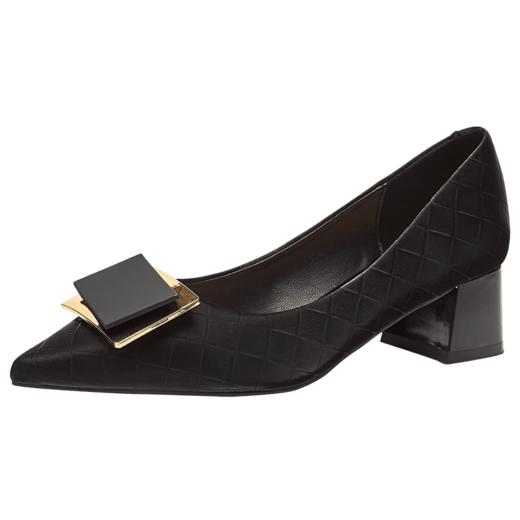 DD-气质高跟鞋女低粗跟配裙子尖头优雅法式单鞋3cm软皮不磨脚 商品图4