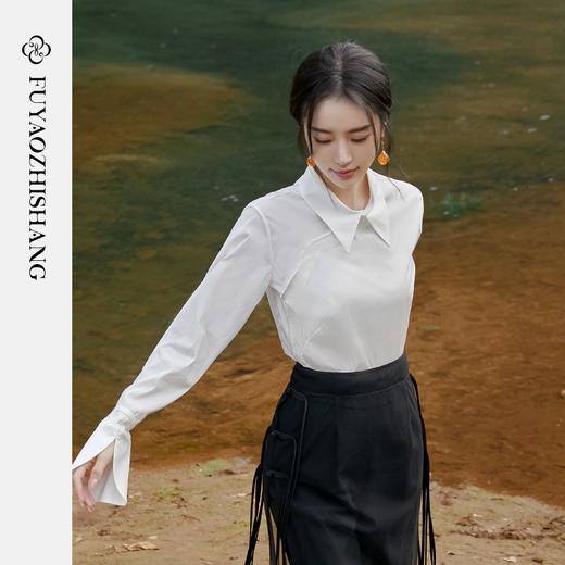IWY/扶摇系列 秋季极简风纯色翻领衬衫FYB215 商品图3