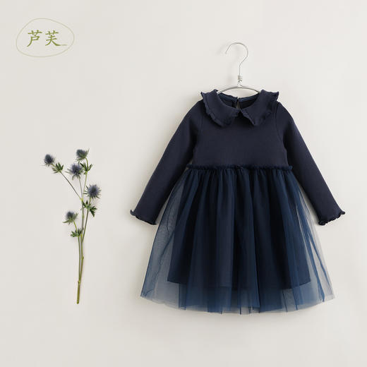 【马克珍妮 芦芙】秋装新款 花边翻领拼接网纱连衣裙231702 商品图2