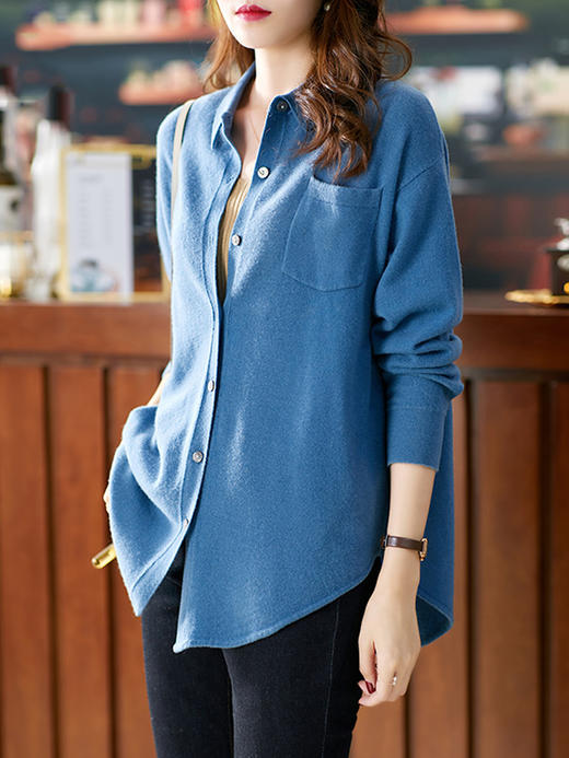 YX【现货7天】羊绒针织衫女宽松2023秋季新款韩版打底羊毛开衫保暖外穿毛衣 商品图3