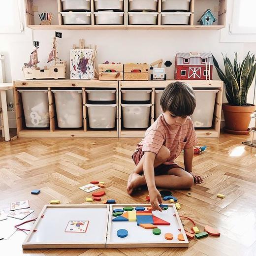 djeco儿童磁力磁性几何图形拼图巧板拼板智力益智玩具木制3-4-5岁 商品图0