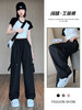 【春夏新款 高腰宽松】新款工装阔腿裤子女，高腰宽松设计，更显迷人曲线。加入运动元素，塑造美式直筒线条，自信展现梨形身材魅力。 商品缩略图0