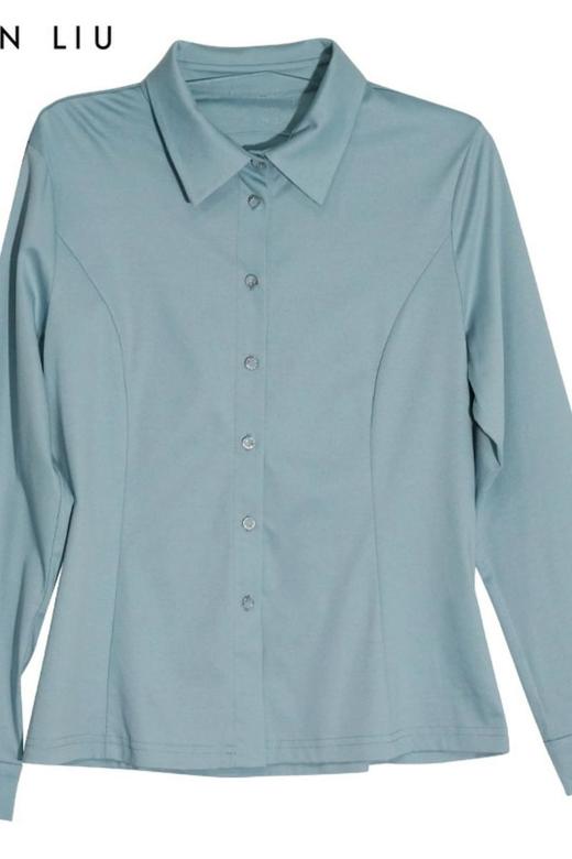 VIVIAN LIU R2347306秋女装新款翻领气质修身单排扣针织长袖上衣 商品图4