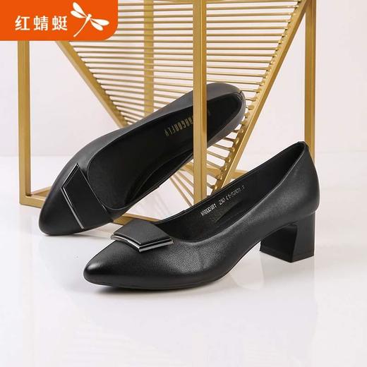 DD-女鞋高跟鞋新款浅口粗跟英伦时尚尖头职场工作女鞋 商品图7