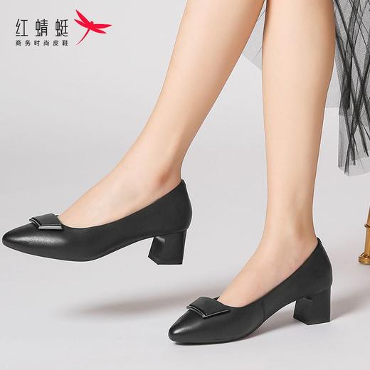 DD-女鞋高跟鞋新款浅口粗跟英伦时尚尖头职场工作女鞋 商品图4