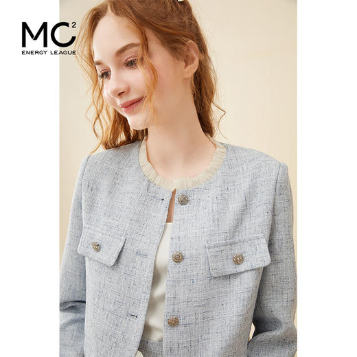 mc2小香风上衣+半裙套装女2023秋新款拼接木耳边气质法式两件套 商品图1