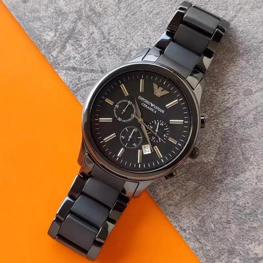 Armani阿玛尼手表男黑色陶瓷表带大表盘石英表AR1451 商品图2