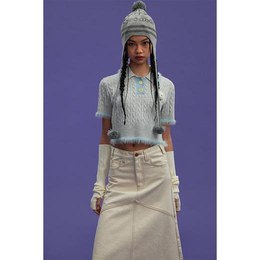 GOODBAI GOODEES毛球混色短袖针织衫 商品图0