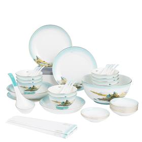 德铂Debo 绿水青山餐具套装 DEP-767 陶瓷碟碗勺盘32件套