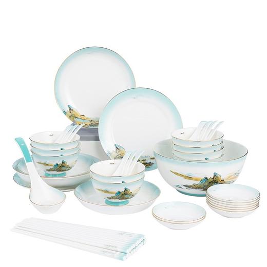 德铂Debo 绿水青山餐具套装 DEP-767 陶瓷碟碗勺盘32件套 商品图0