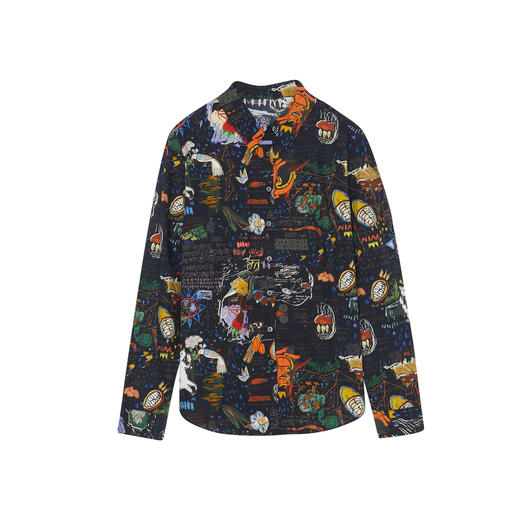 谜底花色衬衫长袖女2023秋季新款复古百搭修身纯棉衬衣239MC7319 商品图4