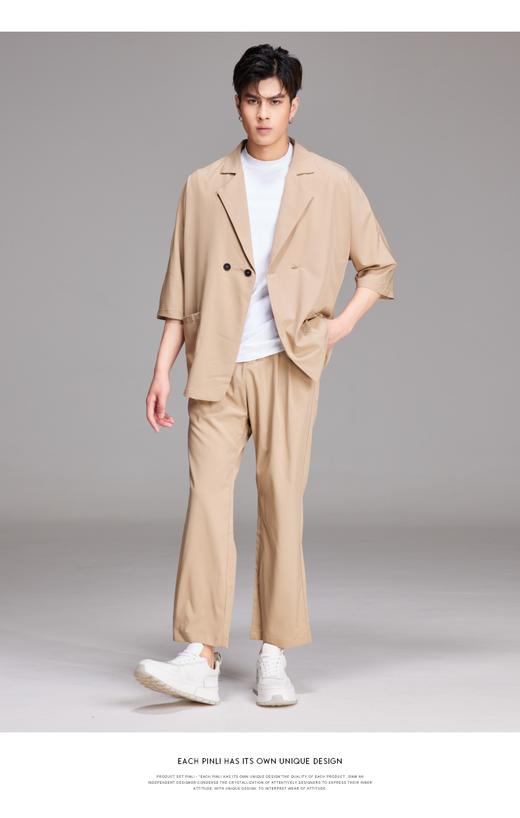 PINLI品立春季新款男装纯色宽松阔腿裤休闲长裤男B203117332 商品图5