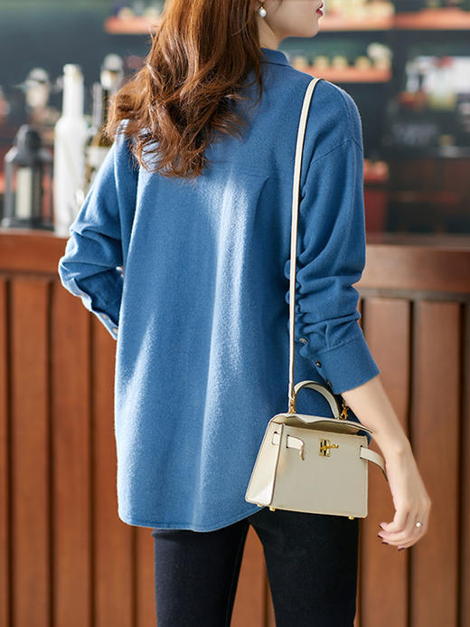 YX【现货7天】羊绒针织衫女宽松2023秋季新款韩版打底羊毛开衫保暖外穿毛衣 商品图2