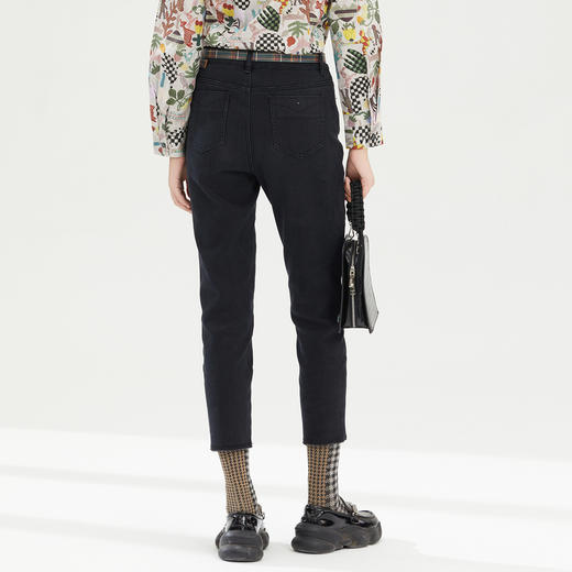 谜底加厚牛仔裤女2023冬新款黑色加绒保暖铅笔裤小脚裤239MK7331 商品图2