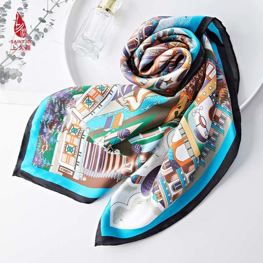 SAINTJOY/上久楷真丝方巾 真丝方巾  樱雪之城  FJS23017 商品图9