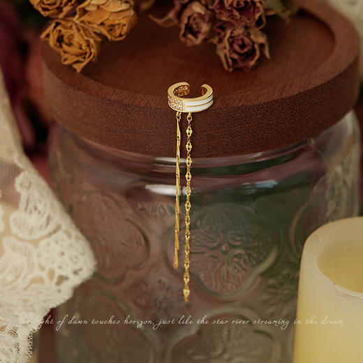 Oflye潮流饰品 长款流苏耳骨夹小众设计C形拼接耳夹无耳洞女个性耳挂 商品图3