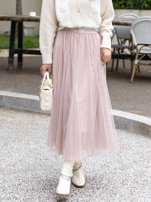 【Lucidy鲁思蒂】B4F丨粉色半身裙2023新款女春秋季气质高腰显瘦长款裙子(货号:QZ09AE38682) 商品图0