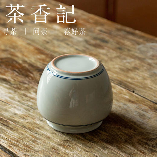 茶香记 仿古青手绘双线建水500ml陶瓷水盂草木灰釉素净雅致茶具 商品图3