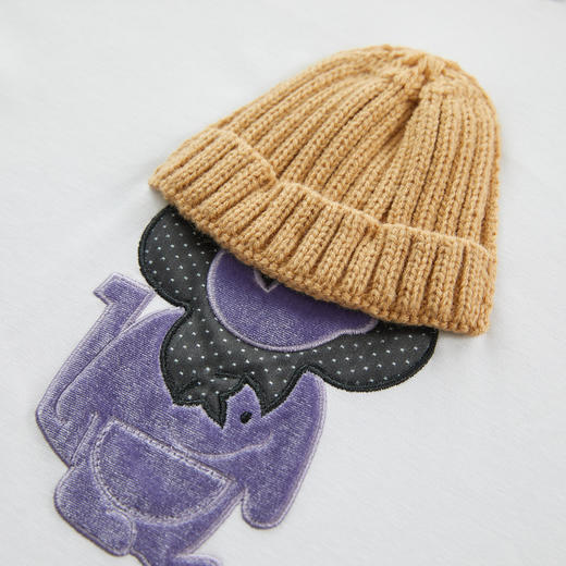 谜底毛巾绣圆领T恤长袖女2023秋季新款时尚百搭绣花卫衣239MV7340 商品图3