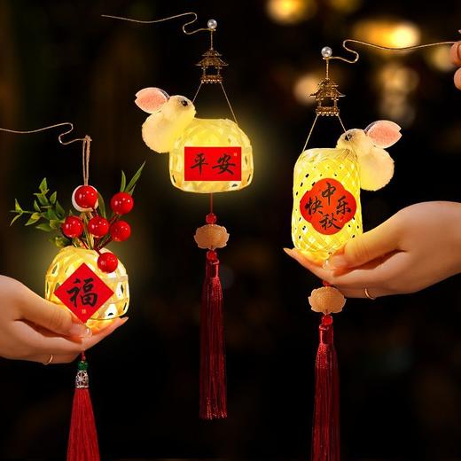 七夕情人节古风竹编灯笼led发光中秋儿童手提兔子灯花灯汉服挂饰 商品图3