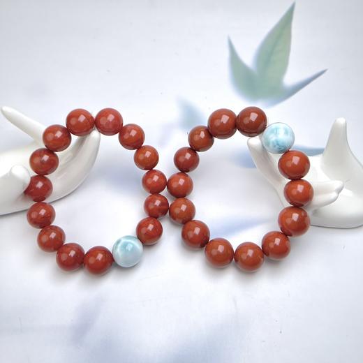 南红玛瑙单圈-满肉配海纹石圆珠14+ 商品图0