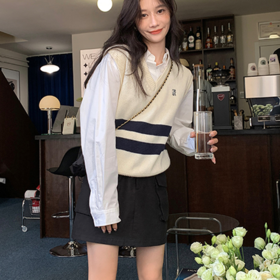 【2023初秋新款针织背心】复古撞色拼接 时尚好搭配 细腻针织 丝滑柔软 不扎皮肤超舒服