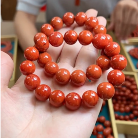 南红单圈手串-满肉圆珠13-13.5