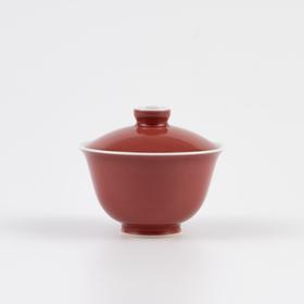 文心盖碗 红釉 谷雨山房 