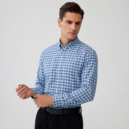 【纯棉格子衬衫】23年早秋新品男士100%棉衬衫时尚商务男士上衣 商品图2