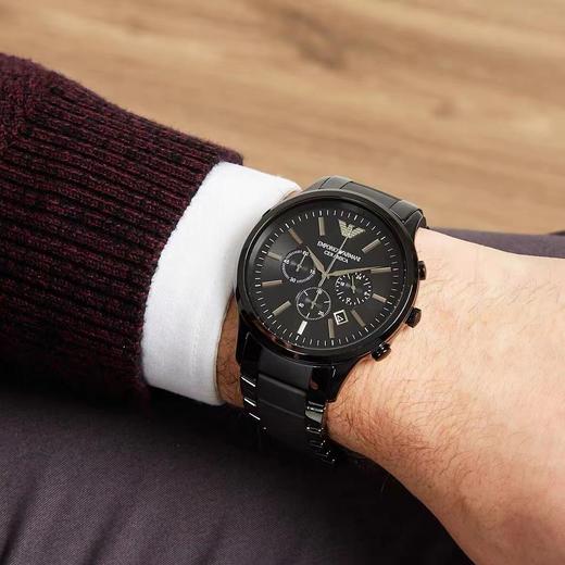 Armani阿玛尼手表男黑色陶瓷表带大表盘石英表AR1451 商品图1