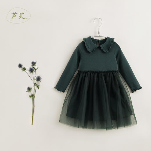 【马克珍妮 芦芙】秋装新款 花边翻领拼接网纱连衣裙231702 商品图3