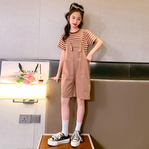【时髦洋气！网红炸街两件套】夏季背带裤套装，适合中大童穿着，潮流两件套。lish 商品图1