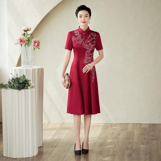款中式醋酸敬酒妈妈装复古时尚年轻款旗袍连衣裙GY-23-197 商品图2