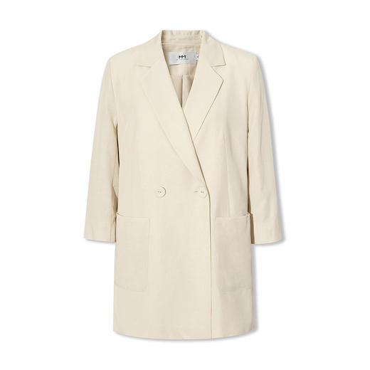 【经典款】【商场同款】麦檬夏轻薄透视天丝麻舒适七分袖西装5994210901 商品图4