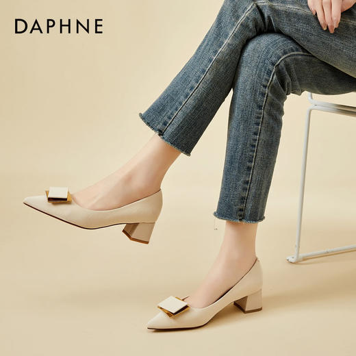 DD-气质高跟鞋女低粗跟配裙子尖头优雅法式单鞋3cm软皮不磨脚 商品图2