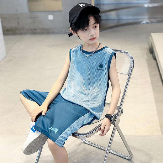 【潮流洋气！运动篮球服套装】新款男童夏装套装，儿童网眼运动篮球服，中大童背心洋气速干训练球衣潮li 商品图2
