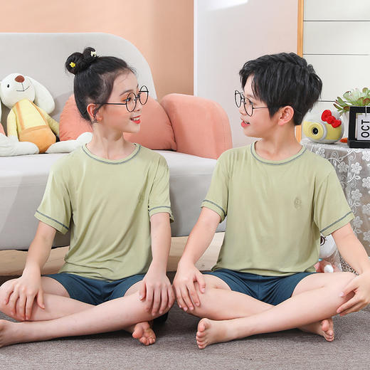 【夏季薄款！家居服套装】男童女童睡衣，青少年中大童空调服，亲肤柔软，透气舒适，轻薄凉爽li 商品图1