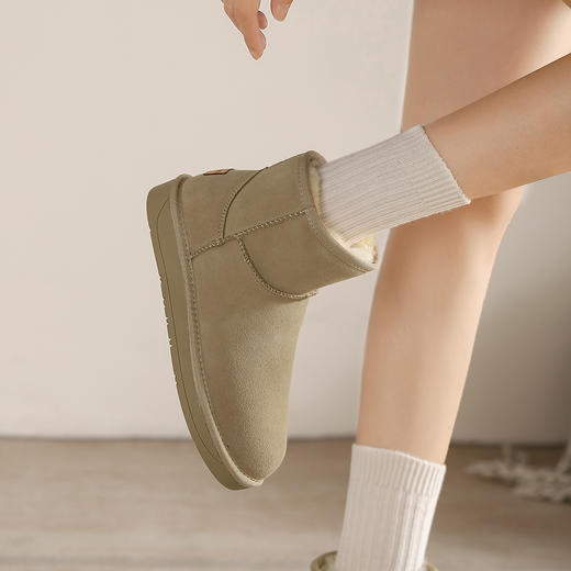 阿么手工女鞋牛皮厚底增高雪地靴女2025新款百搭多色保暖 商品图3