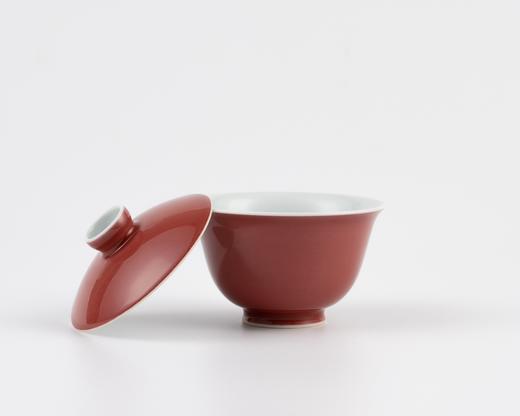 文心盖碗 红釉 谷雨山房  商品图1