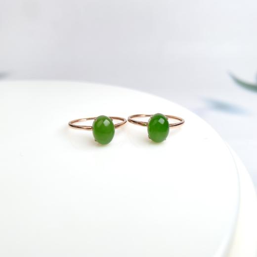 27155 18K碧玉四爪蛋面6*8mm戒指 商品图0