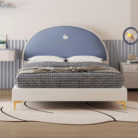 喜梦宝软包床儿童床现代简约海洋创意床男孩青少年软床单人床 小鲸鱼