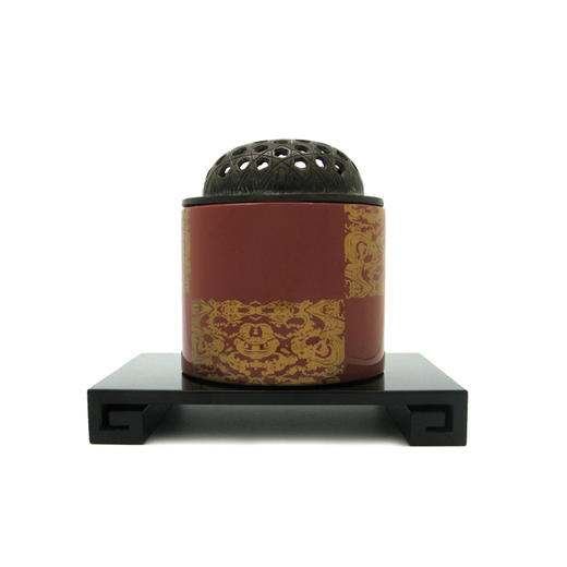 【梵谷漆器】经典漆艺云纹香炉（棕红） 商品图1