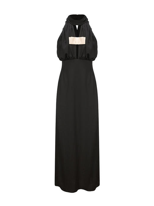 【初心】深V镂空设计蝴蝶结挂脖连衣裙230000020 商品图4