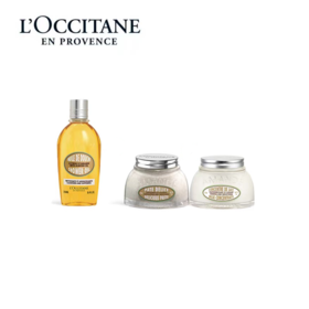 【欧舒丹套组】B1F 欧舒丹甜扁桃家族（甜扁桃沐浴油250ml+甜扁桃紧致美肤乳200ml+甜扁桃磨砂膏200ml）