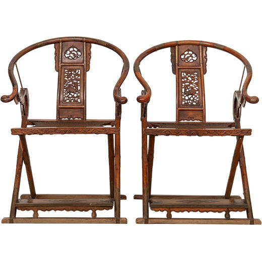 二十世纪 黄花梨透雕麒麟纹交椅（一对） 商品图5