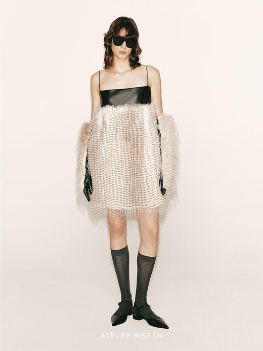 【银火之光】长毛渐变环保皮草吊带连衣裙23000063B 商品图0