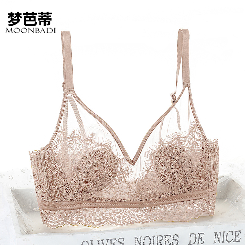 梦芭蒂内衣女性感大胸显小美背文胸夏季防下垂超薄款胸罩盈盈碧波
