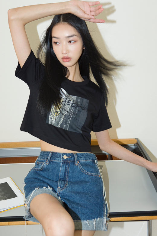 卷边牛仔短裤 商品图1