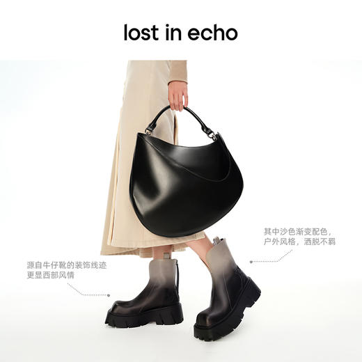 辛芷蕾同款lost in echo新品厚底百搭增高方头西部V字短靴靴子 商品图2