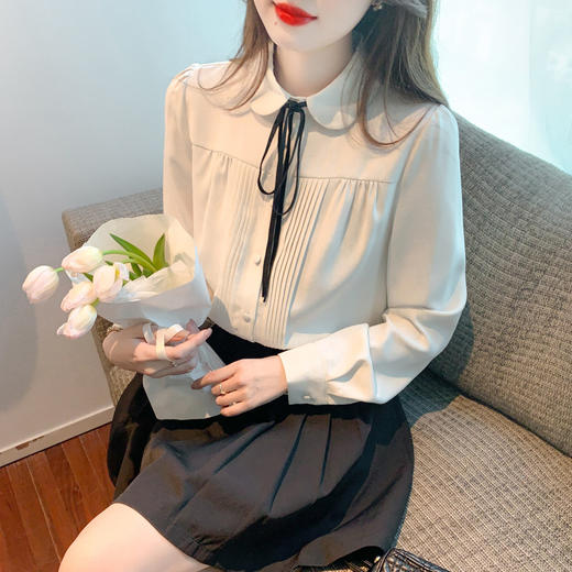 法式通勤娃娃领衬衫，秋装新款蝴蝶结雪纺衫上衣AYL-3051 商品图0